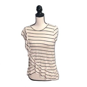 Orange creek- striped ruffle short sleeve tee shirt